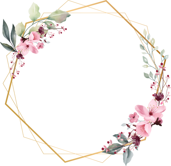 Polygon Frame with Flowers Illustration